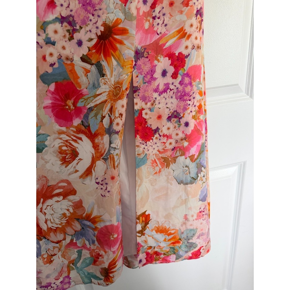 Reiss NWT Floral Ombre Midi Dress US 8 Pink Multicolor Slit Wedding Guest $290 - Picture 9 of 14